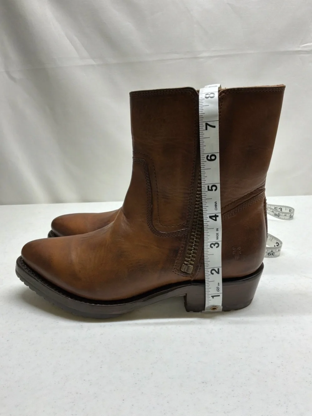 Frye Leather Billy Short Bark Color Boots Size 6M Women's NWOB